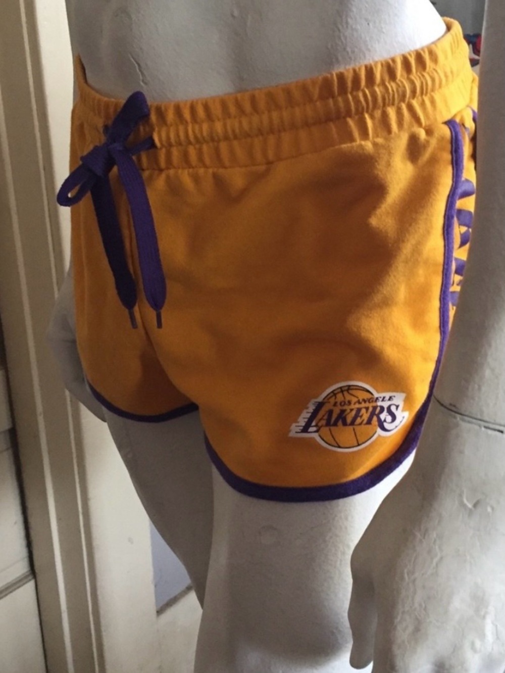 NBA  Lakers  yellow with purple accents shorts